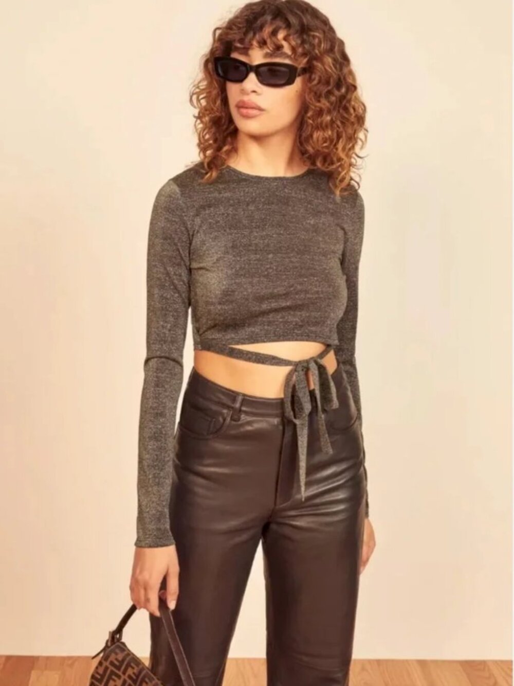 Reformation Jupiter Metallic Crop Top - Picture 2 of 7